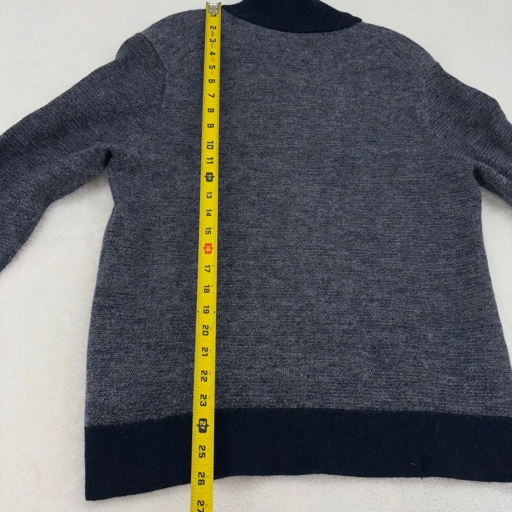 UNTUCKit Belguardo Birdseye Navy Blue 100% Merino Wool Quarter Zip Sweater XL